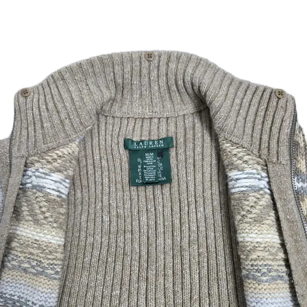 Vtg Lauren Ralph Lauren Womens Tan Fair Isle Full Zip Sweater Vest Size Medium - Image 10
