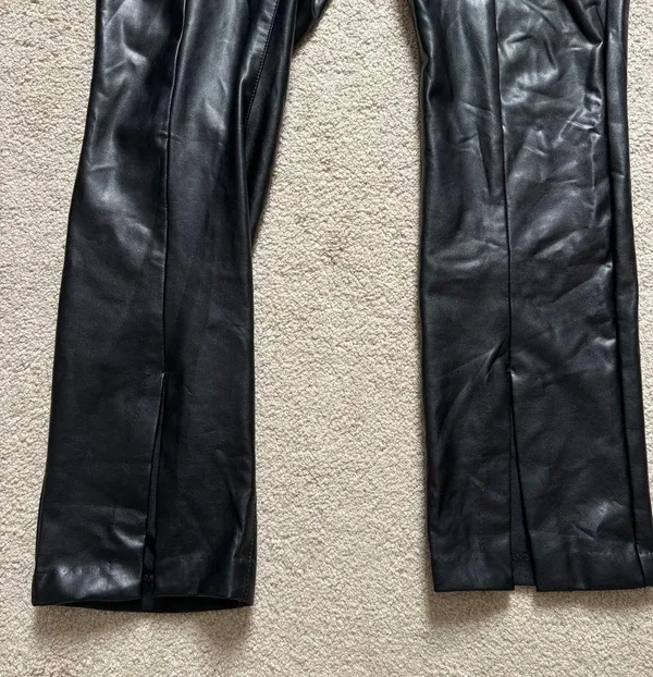 Abercrombie & Fitch Ultra High Rise Leather Pants Size 16 L Split Hem Skinny - Image 6