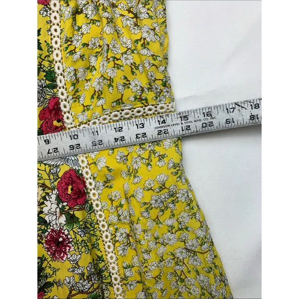 Farm Rio size small petite cantonal lace Yellow Floral Square-Neck Maxi Dress - Image 8