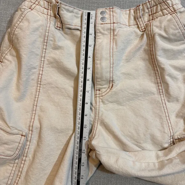 Vans Cargo Pants Womens Large Cream Off White Contrast Stitch Skate Streetwear - Image 5