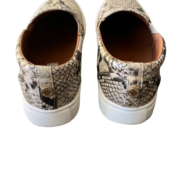 💎 STEVE MADDEN Sneaker Womens Sz 8 Snakeskin Metallic Gold Slip On Animal Print - Image 4