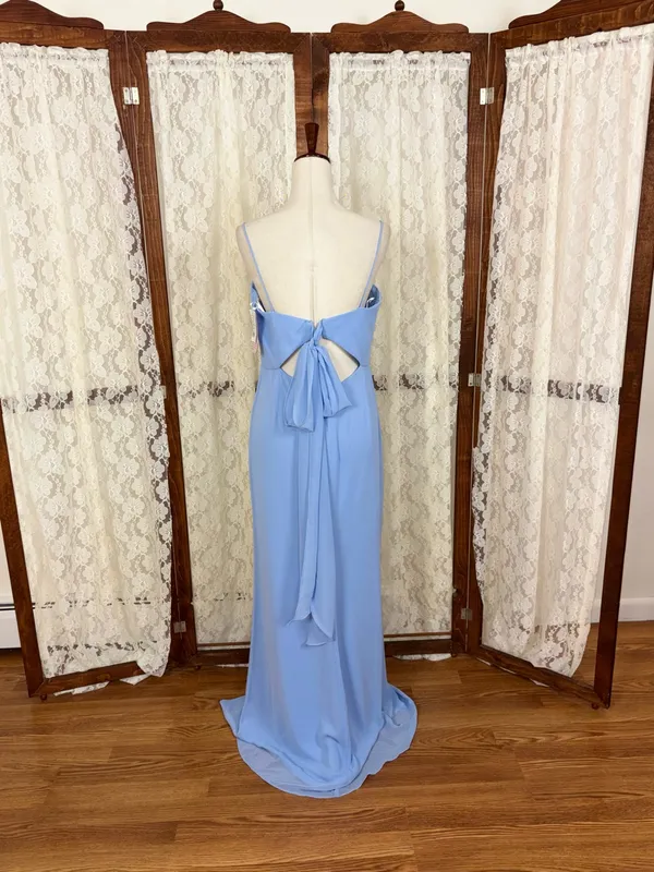 Beautiful New Dessy Collection Thread Sky Blue Chiffon Gown! - Image 5