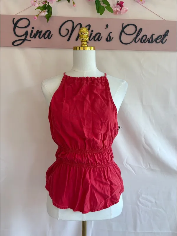 Bella Dahl Red Sleeveless Peplum Top Size Small - Image 4