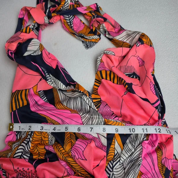 Calypso Bermuda Pink Floral Halter Wrap Maxi Dress Size 8 Fits Small - Image 6