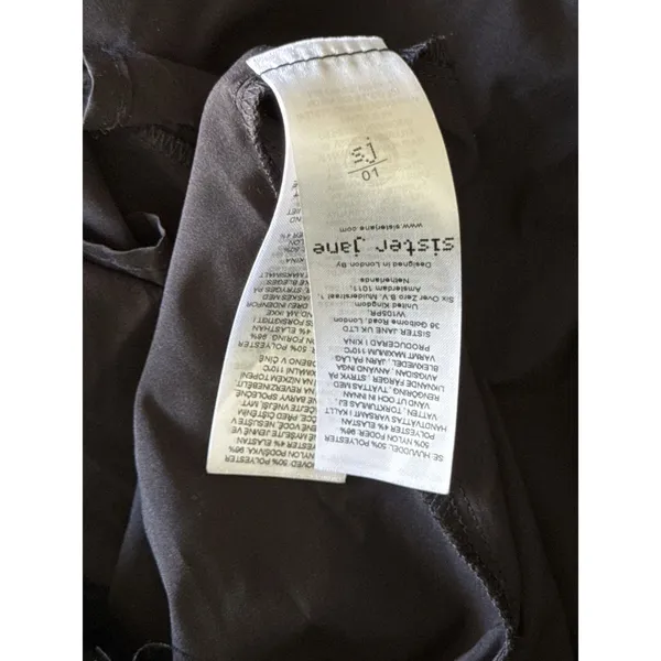 Sister Jane Confetti Square Neck Puff Sleeve Dress Size Small Black Textured - Image 9