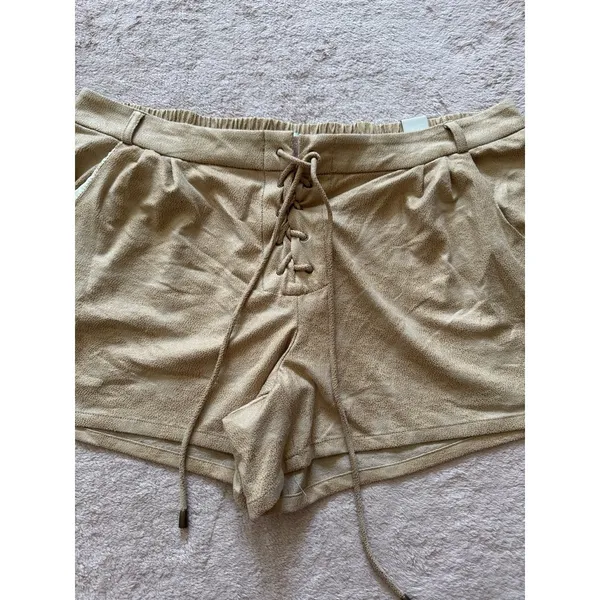 Maurices Shorts Women's Beige Faux Suede Lace Up Stretch Drawstring Size‎ XL NWT - Image 2