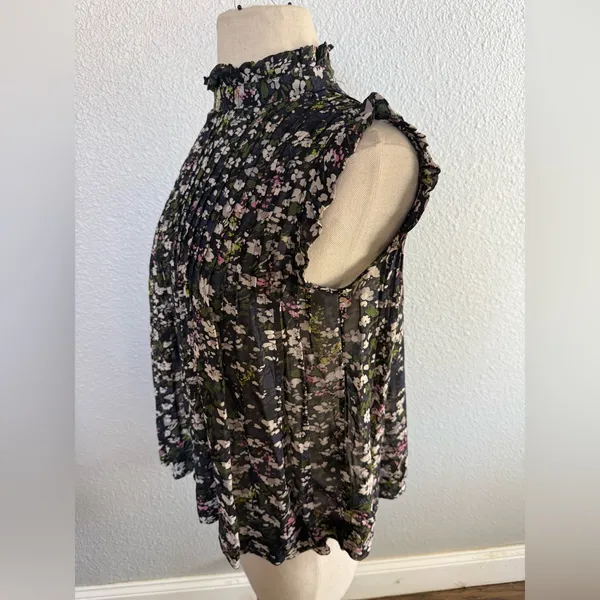 Ganni‎ Georgette Sleeveless Floral Blouse FR Size 34 - Image 3