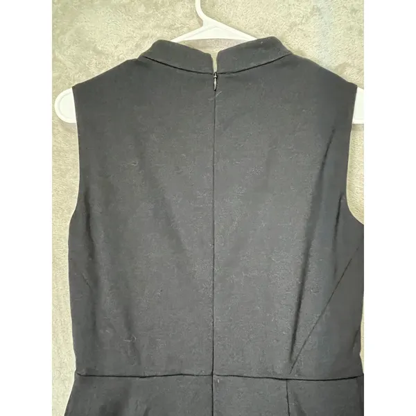Boden 4R Black Mock Neck Sleeveless Fit & Flare Midi Dress Quiet Luxury Office - Image 4