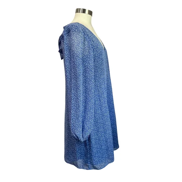 INC Blue Polka Dot Dress Long Sleeve Retro Vintage Inspired Size‎ M - Image 3