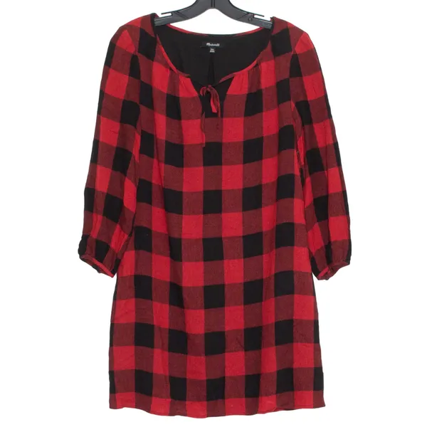 Madewell Womens Dress Wool Blend Buffalo Plaid Long Sleeve Red Black Size XXS FG - Image 5