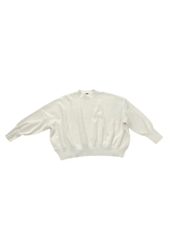 Free People Sweater Small White Knit Slouchy Oversized Mock Neck Pullover - Image 6