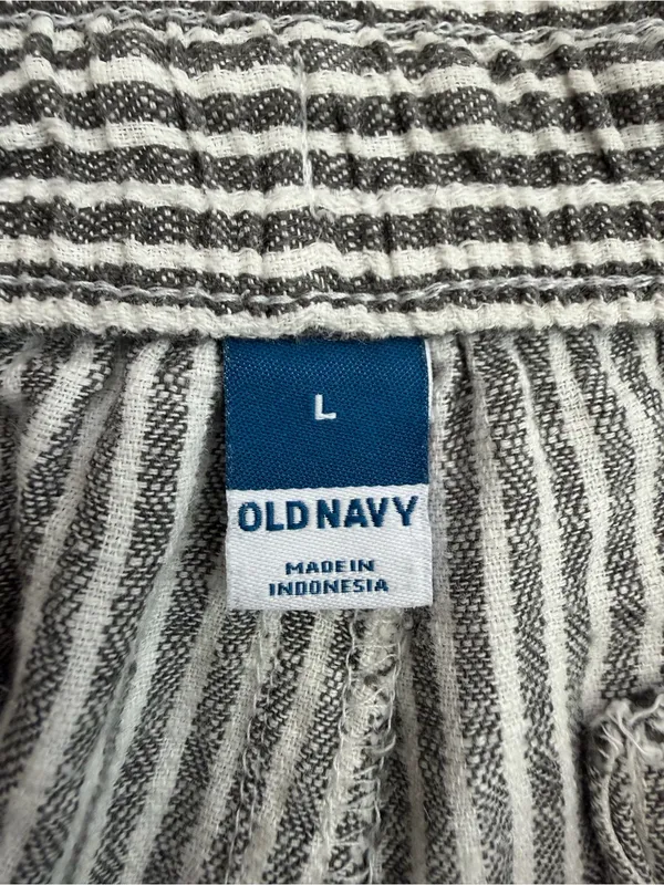 Old Navy Linen Cotton Blend High-Waisted Striped Wide-Leg Pants, Sz Large - Image 9