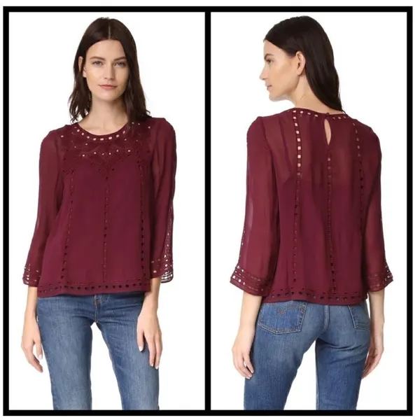 Joie Raisin Gaiane Embroidered Eyelet Blouse - Image 2
