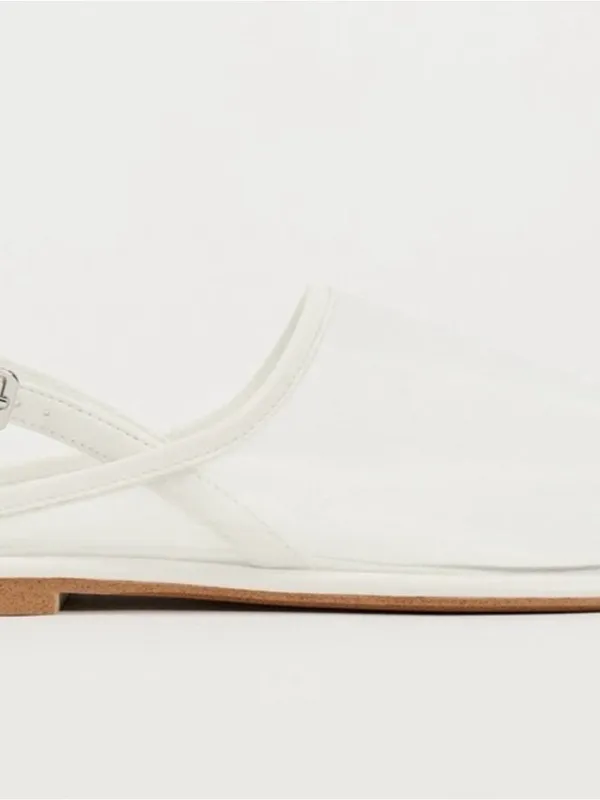 Zara white leather mesh minimalist Slingback flats round toe size 39 - Image 2