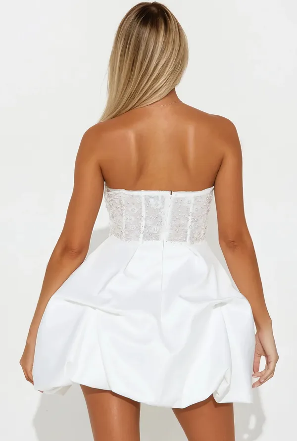 FashioNova Crystal Clear Satin Bubble Mini Dress - Image 3