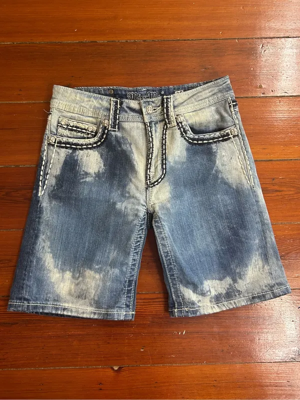Miss Me Y2K Embellished Denim Bermuda Shorts Sz 25 Western Distressed 👽🧡 - Image 3