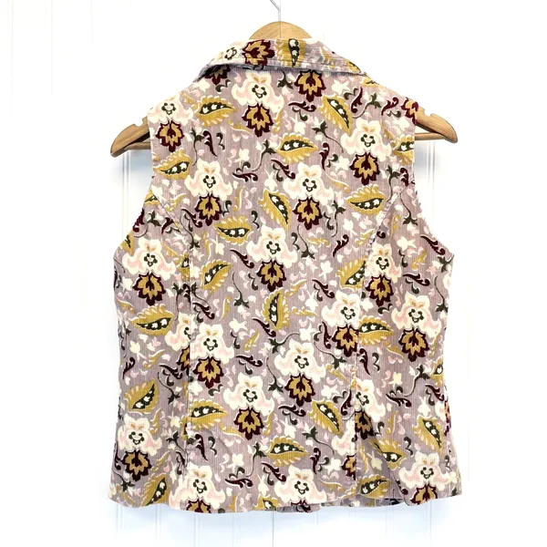 The Territory Ahead Womens 6 Corduroy‎ Vest Button Front Purple Lavender Floral - Image 2