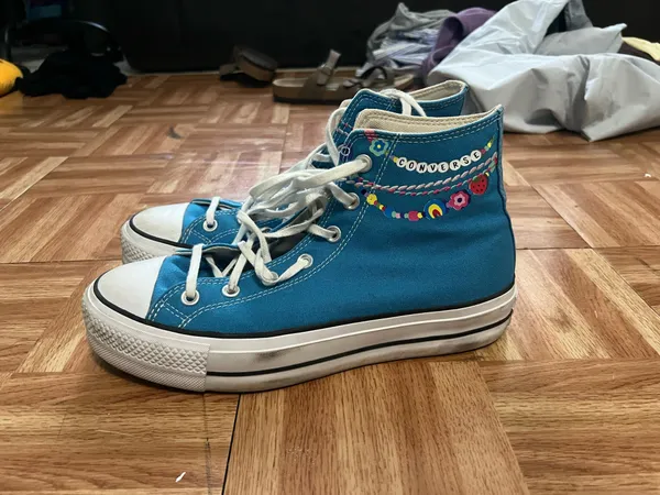 Blue friendship high top platform converse  - Image 3