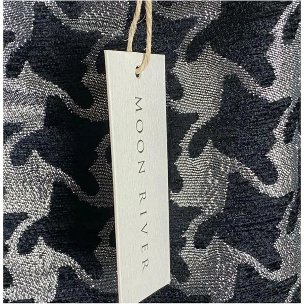 NEW Anthropologie Balloon Sleeves Dress XSMALL DAMASK houndstooth Silver Black - Image 8