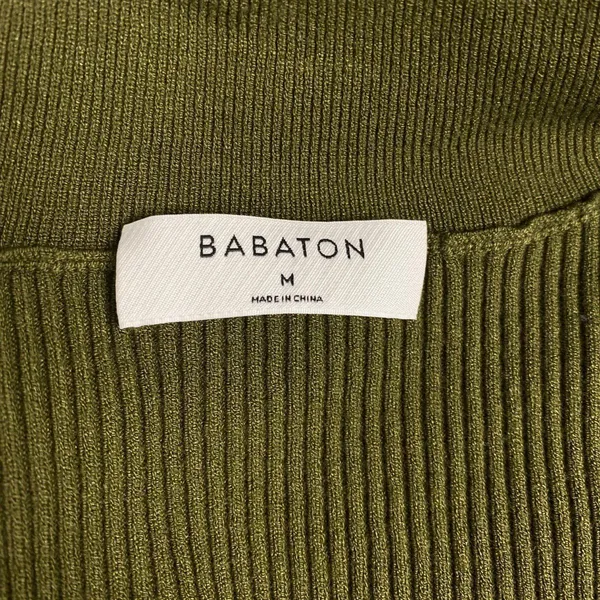 Babaton Aritzia McSweeney Ribbed Sweater Olive Green Collared V-Neck M NWOT - Image 8