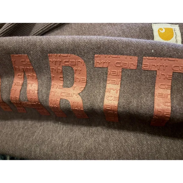 Carhartt‎ Womens Brown Crewneck Sweatshirt Logo Sleeve Pullover 104410 V27 Small - Image 3