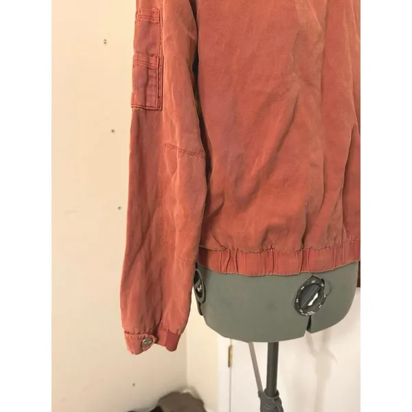 Lola Rae Gemma Tencel Bomber Jacket Burnt Orange Medium - Image 4
