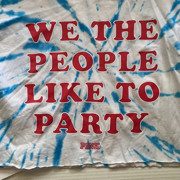 Pink Victoria’s Secret We The People Like To Party reworked tie dye t-shirt, S - Image 3