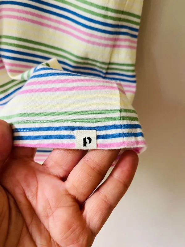 Pact Sz S Multicolor Striped Organic Cotton Essential Crewneck Tee Shirt - Image 4