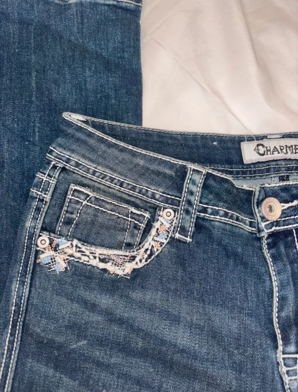 Charme Y2K Embellished Dark Wash Bootcut Jeans Size 27 - Image 4