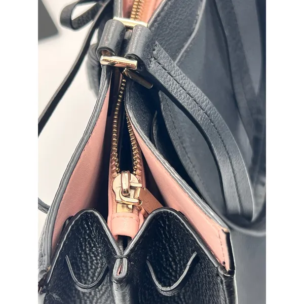Kate Spade New York Black Leather Satchel Tote Bag Tassel Bow Medium Pink READ** - Image 16