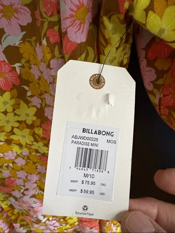 NWT Billabong Paradise Dress Floral Size Medium - Image 5