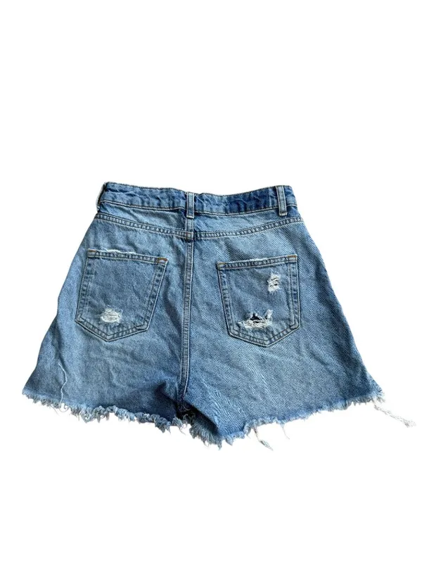 ZARA Cutoff Distressed Denim Shorts Size 2 - Image 2