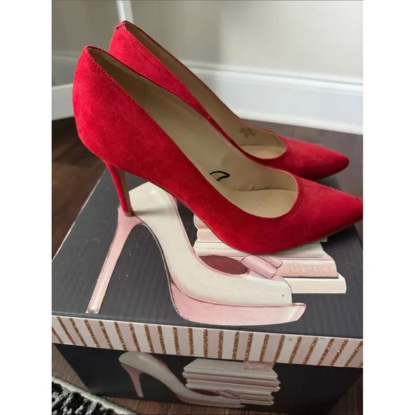 Marc Fisher Red Suede Pointed Toe Pumps - Image 2
