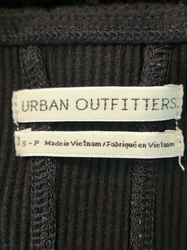 Urban Outfitters Black Ribbed Knit Square Neck Full Sleeve Crop Top Size Small - Image 8