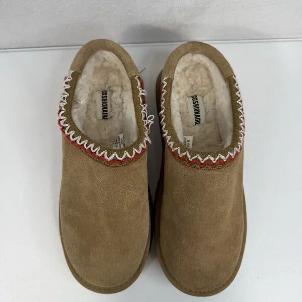 Cushionare Women’s 8.5 Kabuki Genuine Suede Platform Mule Slippers Tazz Beige‎ - Image 6