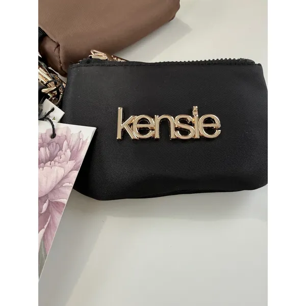 Kensie Multi‎ Pouch Wristlet Black Brown Nylon Purse Leopard Strap Keychain NEW - Image 3