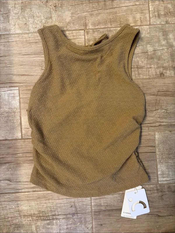 Commense Casual Sleeveless Tie-Front Tank Top — Olive Brown- NWT - Image 3