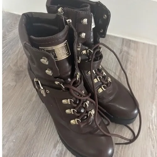 Guess Canaly Dark Brown Combat Boots Lug‎ Sole Block Heel Mens 8.5M - Image 3