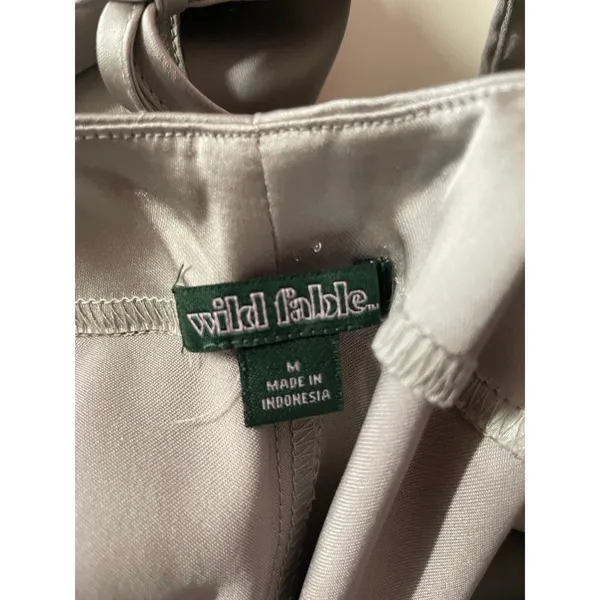 Wild Fable Silver Satin Bell Sleeve A-Line Mini Dress Size M - Image 3