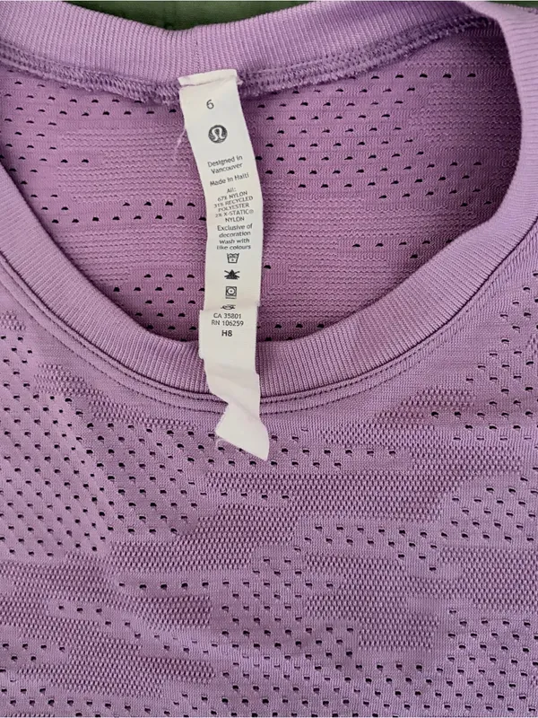 Lululemon Train To Be Short Sleeve Purple Mesh Workout Top Size 6 - Image 4