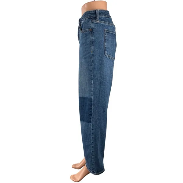Old Navy Patchwork High Rise Baggy Barrel Palazzo Wide Leg Denim Jeans Pants 10 - Image 3