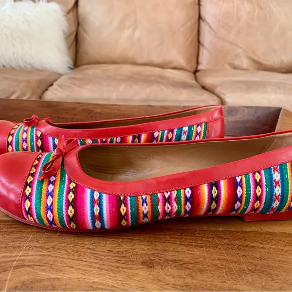 AIDA STENHOLM Handcrafted Red Ballet Flats Size 10 - Image 3