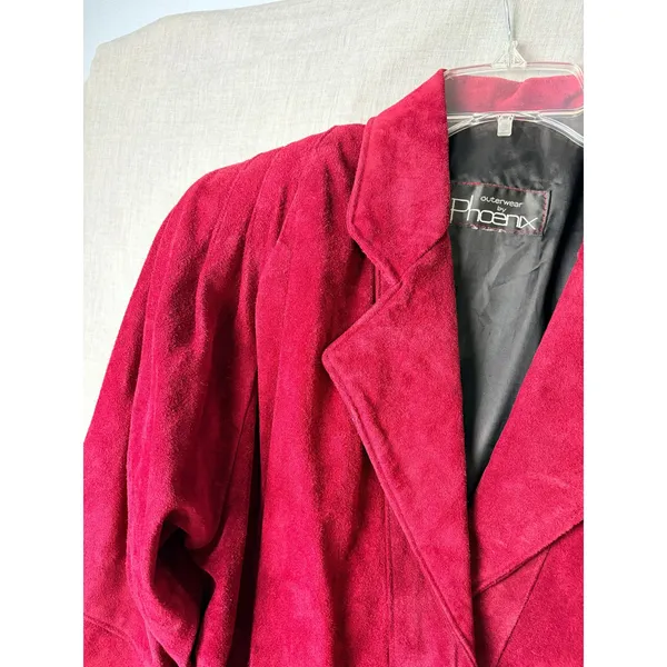 Vintage Phoenix Burgundy Black Suede Cutout Cropped Jacket‎ M Art Western AS IS - Image 12