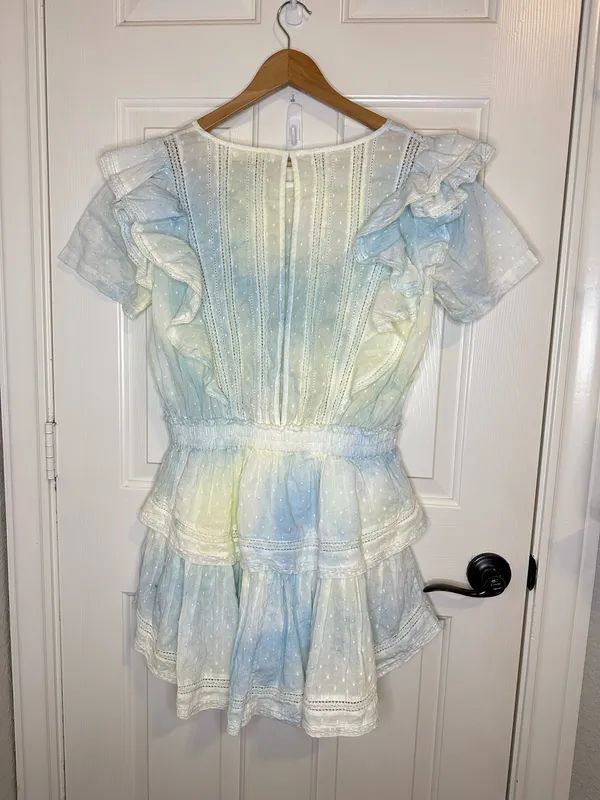 LoveShackFancy Lily Pond Natural Hand Dye Natasha Tie-Dye Mini Dress - Image 4