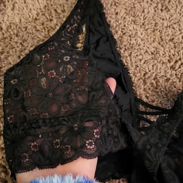 Victoria's Secret lace bralette black strappy front medium - Image 5