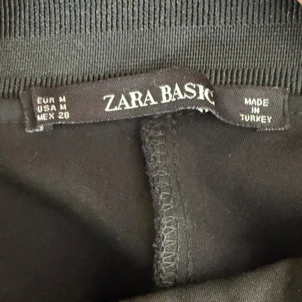 Zara Slim Straight Mid Rise Ankle Cropped Trouser Flat Front Pockets M Black - Image 7