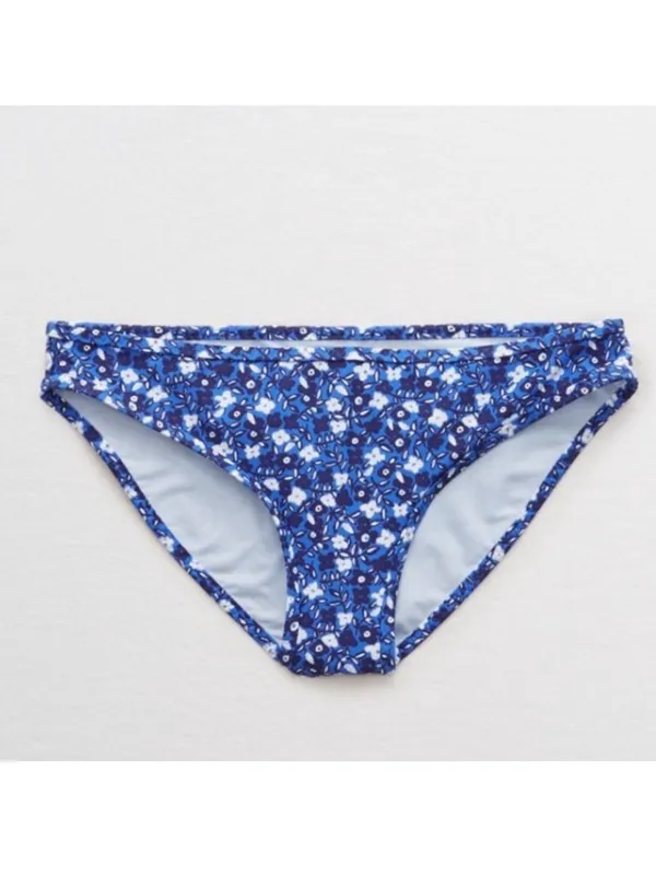 NWT Aerie Blue and White Floral Print Bikini Bottoms - Size: Large - Image 7