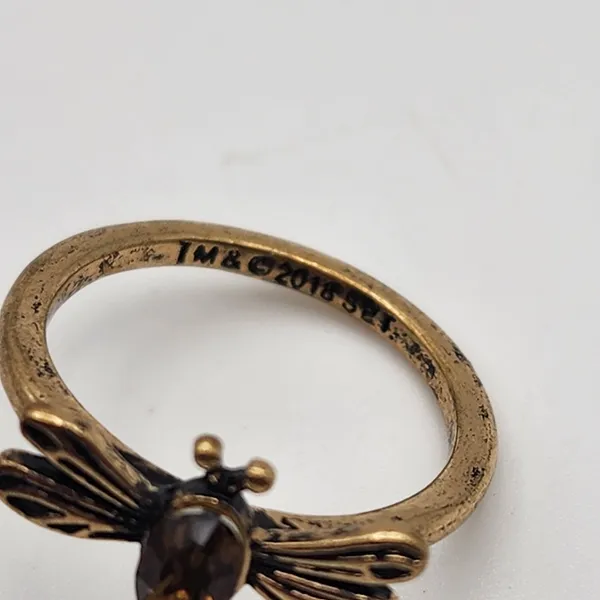 Brass Tone Dragonfly Ring (7) Gold - Image 7