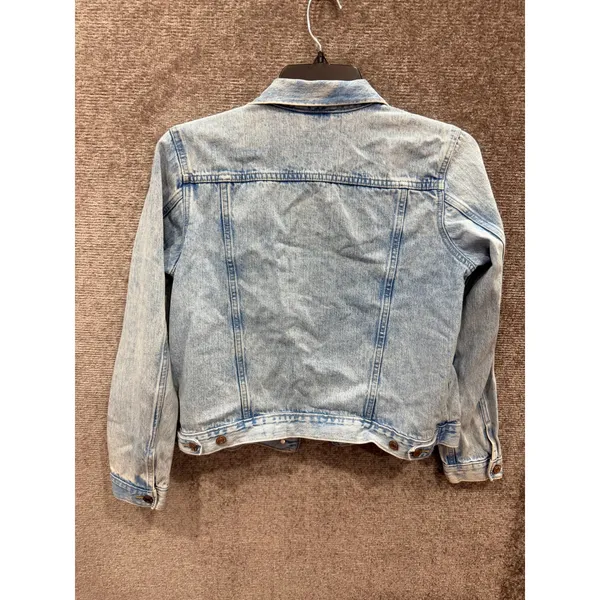 Gap Womens Denim Jacket Large Light Blue Classic Trucker Acid Wash Pockets - Image 5