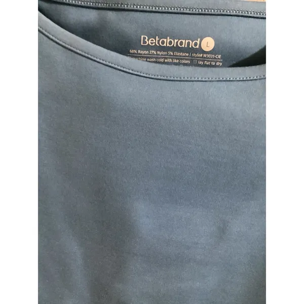 Betabrand Shirt Womens L Blue Short Sleeve Boxy Hi Lo Stretch Top Work Casual - Image 3